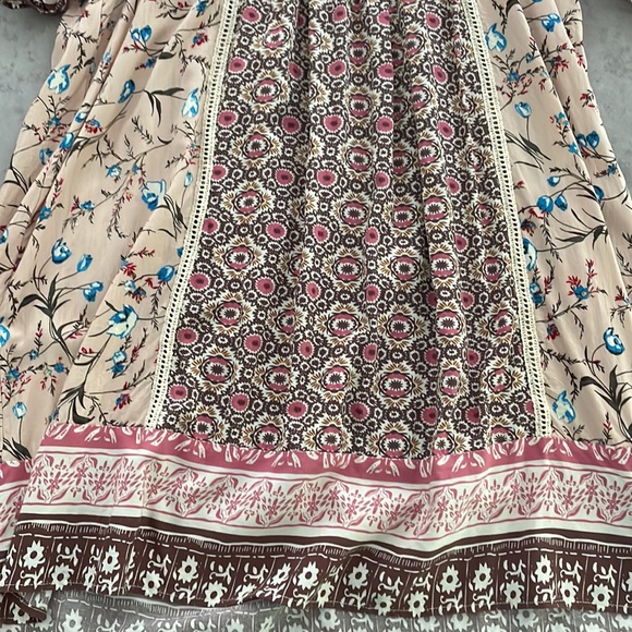 Sundance Everyday Dream Dress pink brown cream boho floral crochet loose size S - Picture 9 of 16